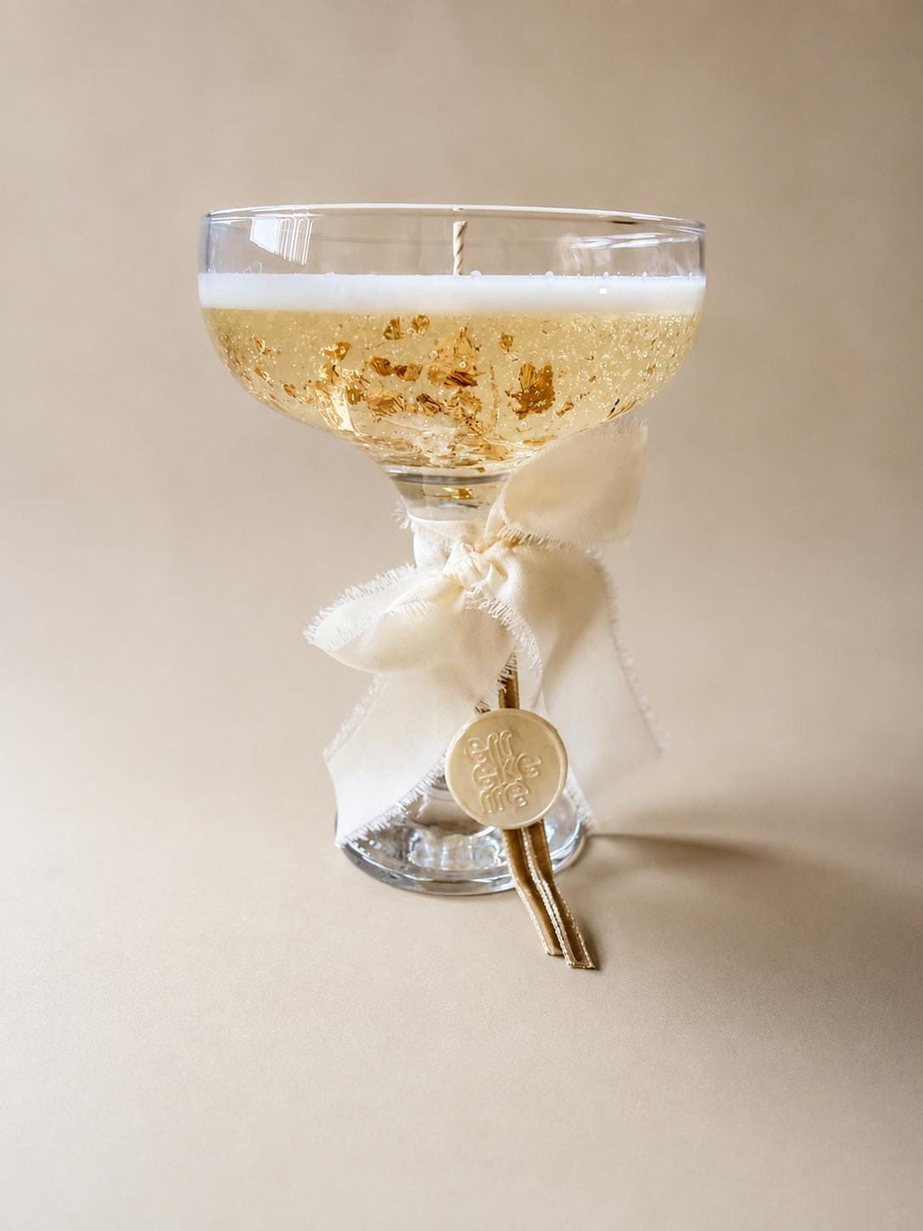 Vela Luméa en Copa de Cava | Artesanal con Cera de Soja y Pan de Oro | Regalo Exclusivo