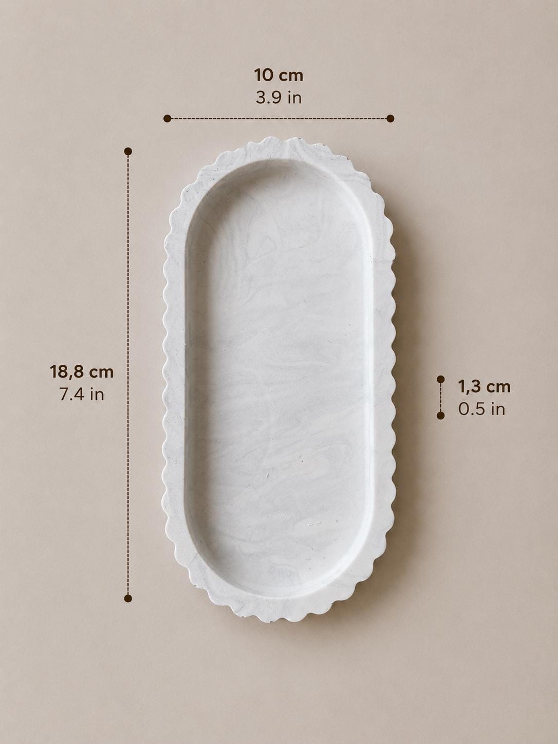 Bandeja Ovalada Decorativa | Organizador para Joyas | Vaciabolsillos | Plato Decorativo | Efecto Mármol