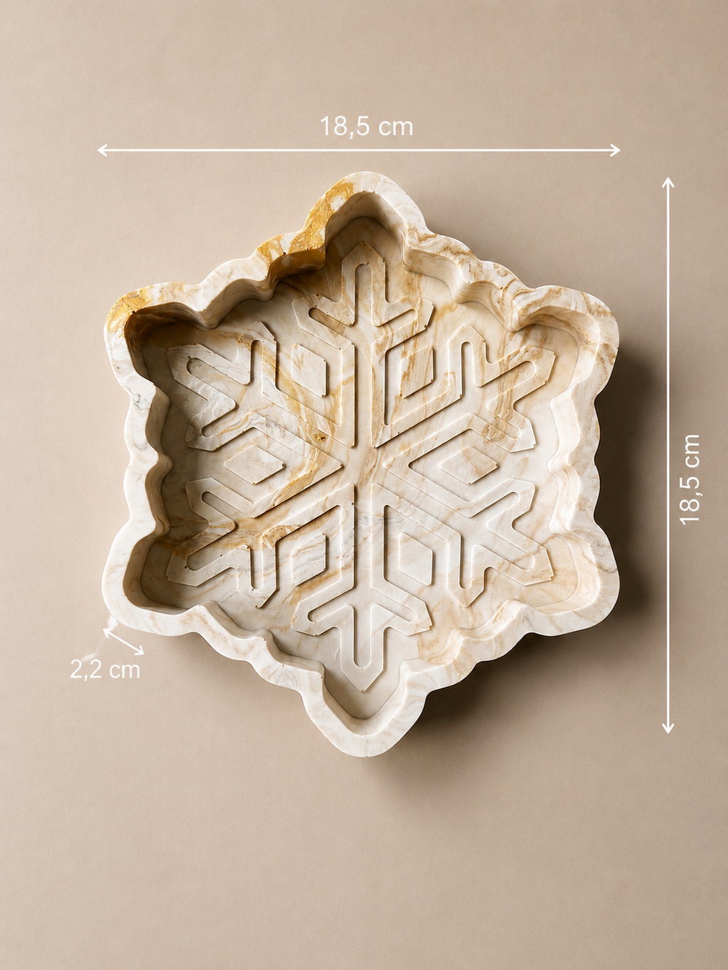 NIVAL | Plateau en Jesmonite en forme de flocon de neige fait main