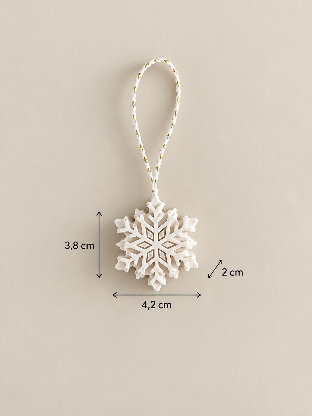 BRINA | Set de 5 adornos de copo de nieve de Jesmonite para Navidad