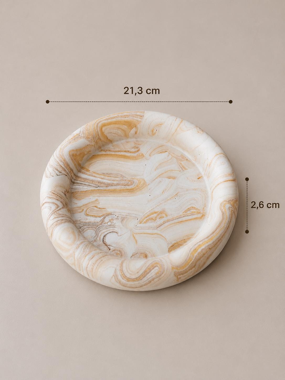 Bandeja Redonda Decorativa Grande | Organizador para Joyas | Vaciabolsillos | Plato Decorativo | Efecto Mármol