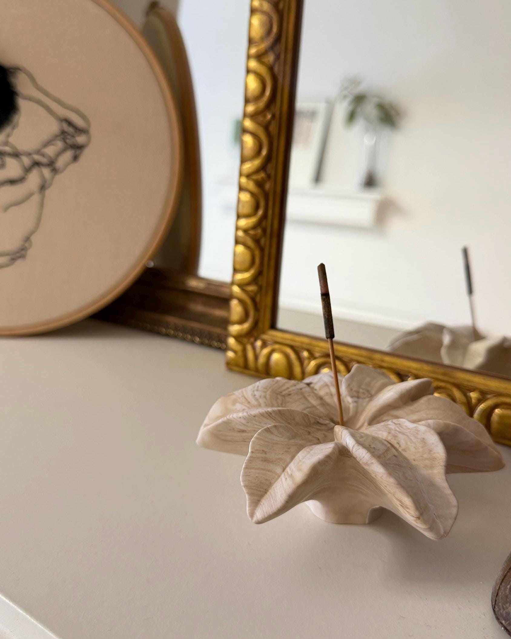 Porta Incienso con Forma de Flor | Soporte para Incienso | Decoración Minimalista