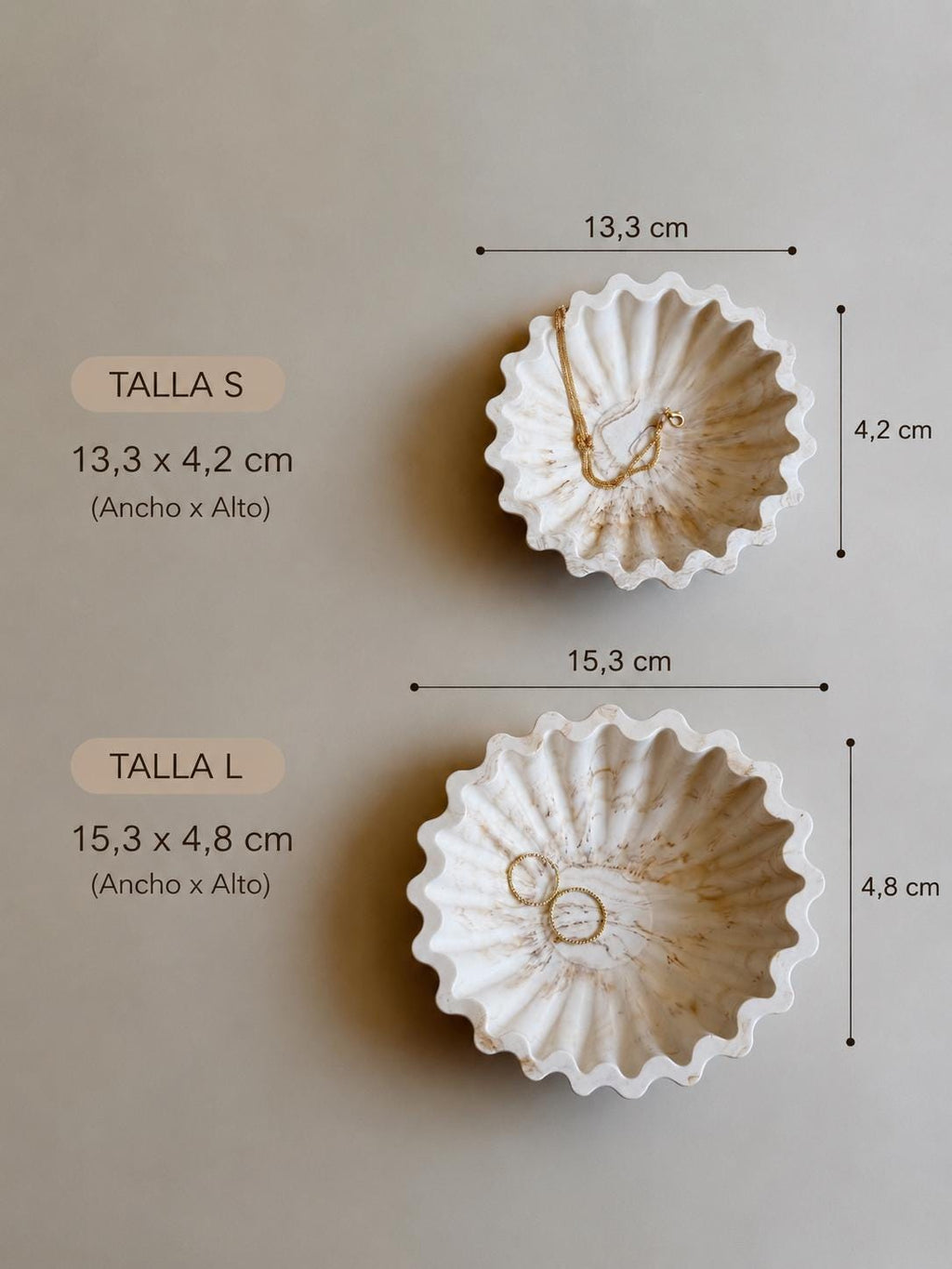 Cuenco para Joyas con Forma de Concha | Porta Anillos | Vaciabolsillos | Decoración Minimalista | Efecto Mármol