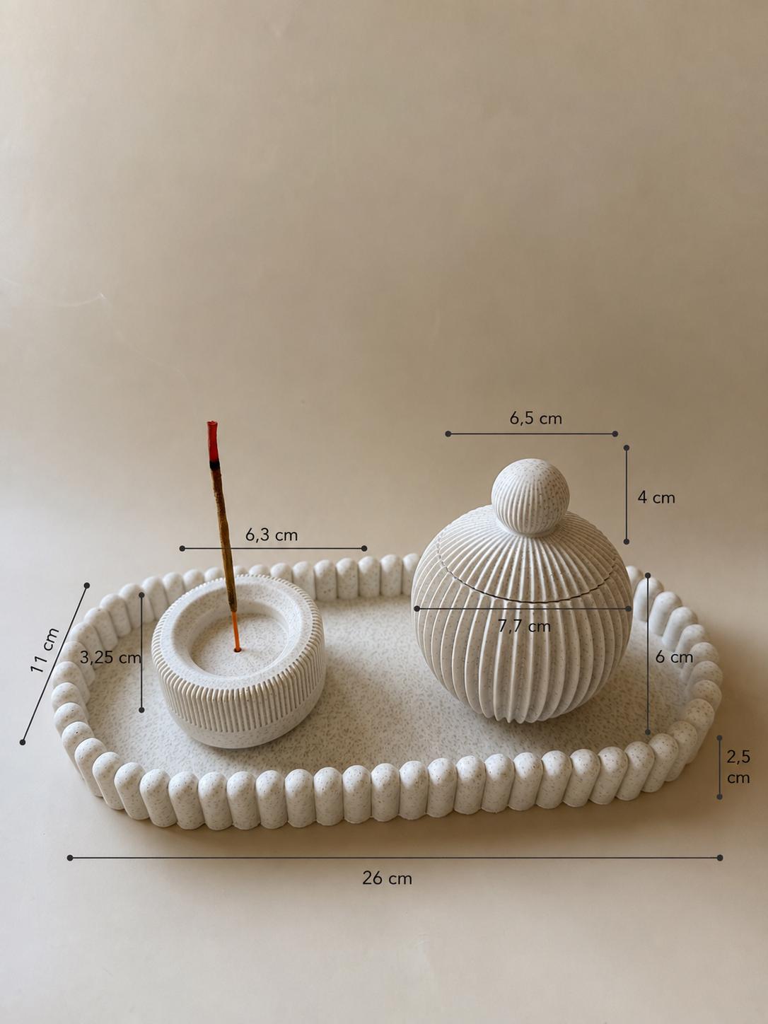 Conjunto Ritual | Bandeja Decorativa | Porta Incienso | Bombonera con Tapa | Decoración Minimalista