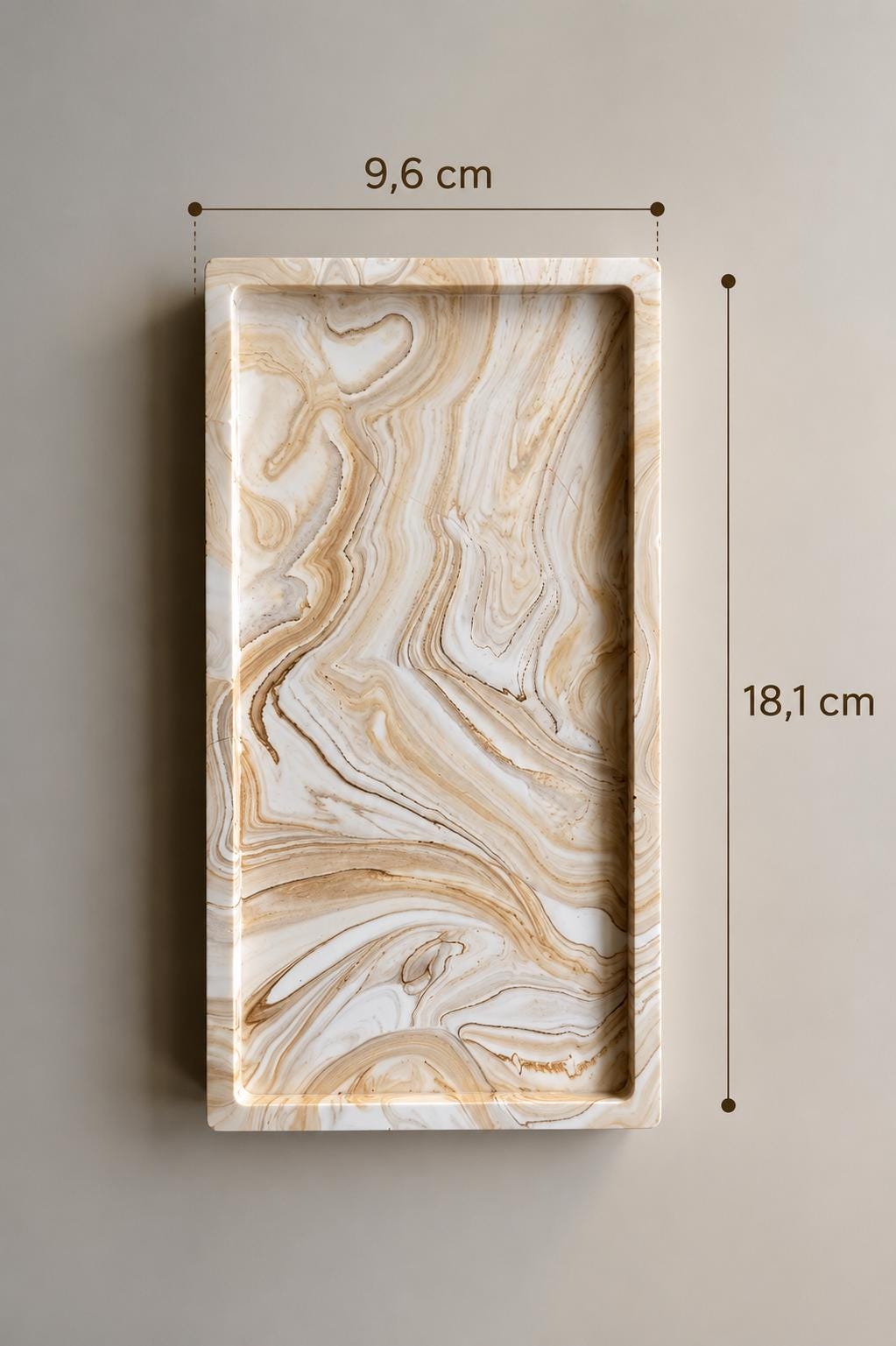 Bandeja Decorativa Rectangular | Vaciabolsillos | Organizador para Joyas | Decoración Minimalista | Efecto Mármol