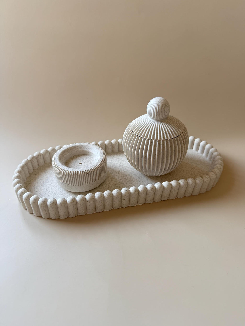Conjunto Ritual | Bandeja Decorativa | Porta Incienso | Bombonera con Tapa | Decoración Minimalista