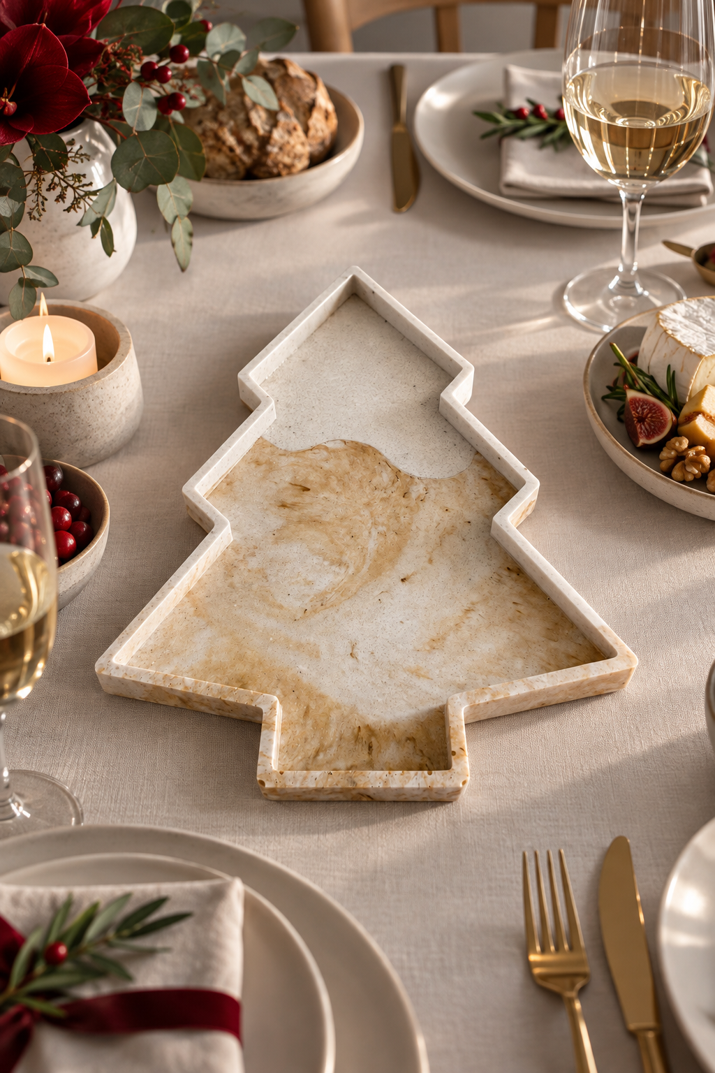 KERST | Bandeja de Jesmonite en forma de árbol de Navidad