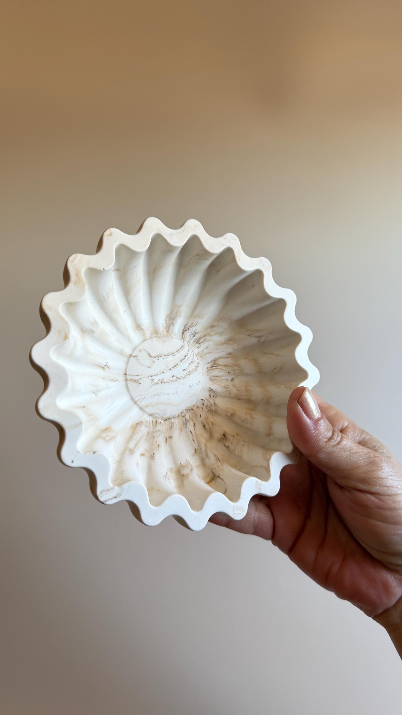 Cuenco para Joyas con Forma de Concha | Porta Anillos | Vaciabolsillos | Decoración Minimalista | Efecto Mármol