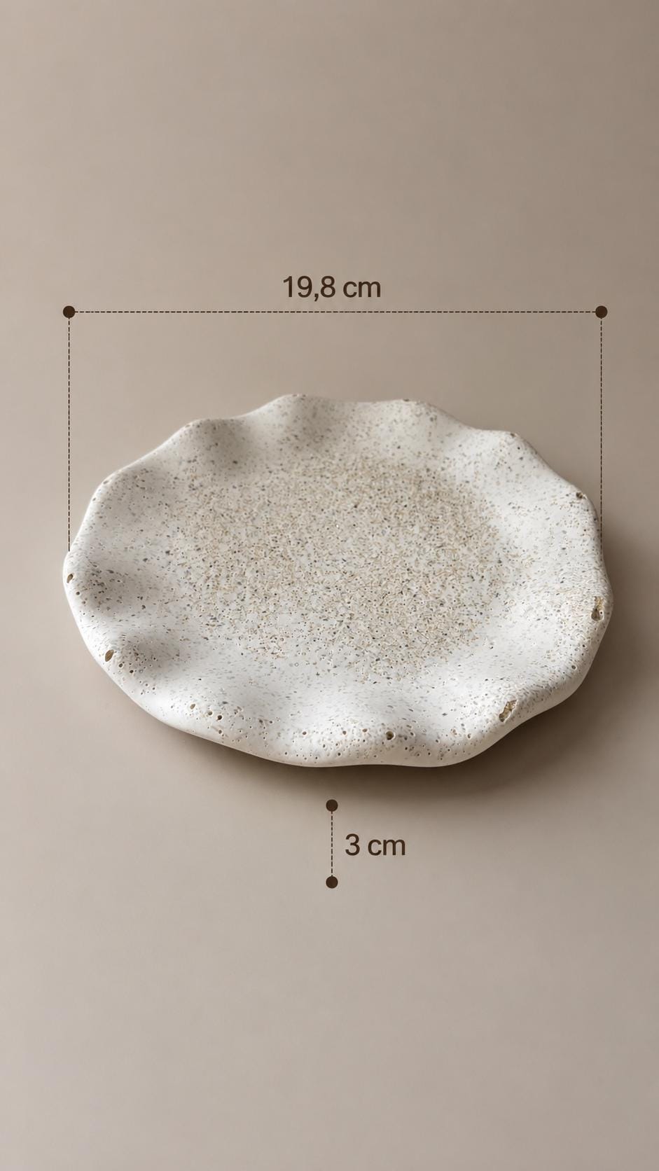 Bandeja Decorativa Redonda Ondulada de Jesmonite | Bandeja para Joyas | Vaciabolsillos | Decoración Minimalista