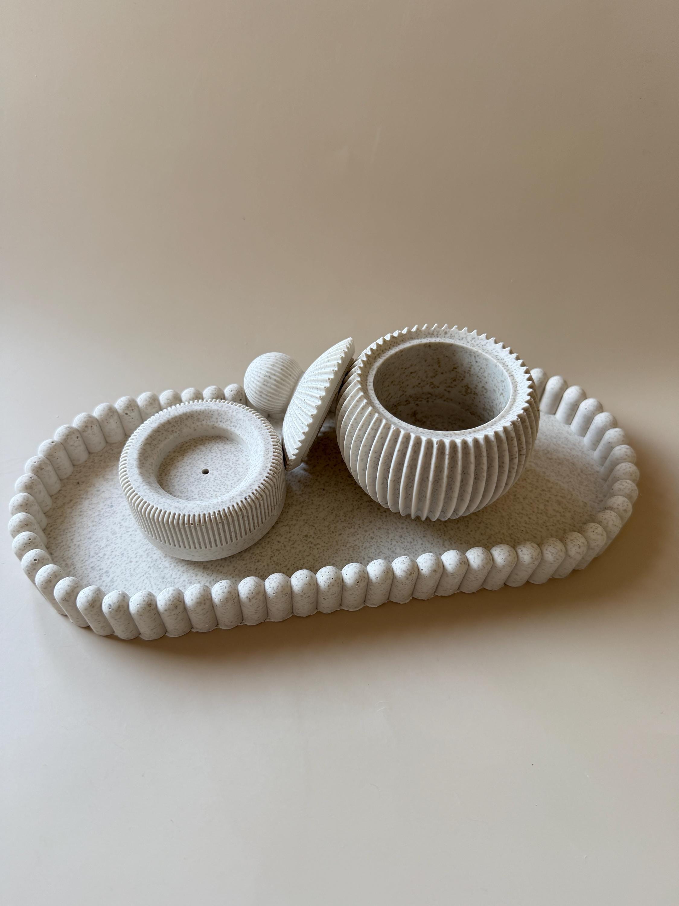 Conjunto Ritual | Bandeja Decorativa | Porta Incienso | Bombonera con Tapa | Decoración Minimalista