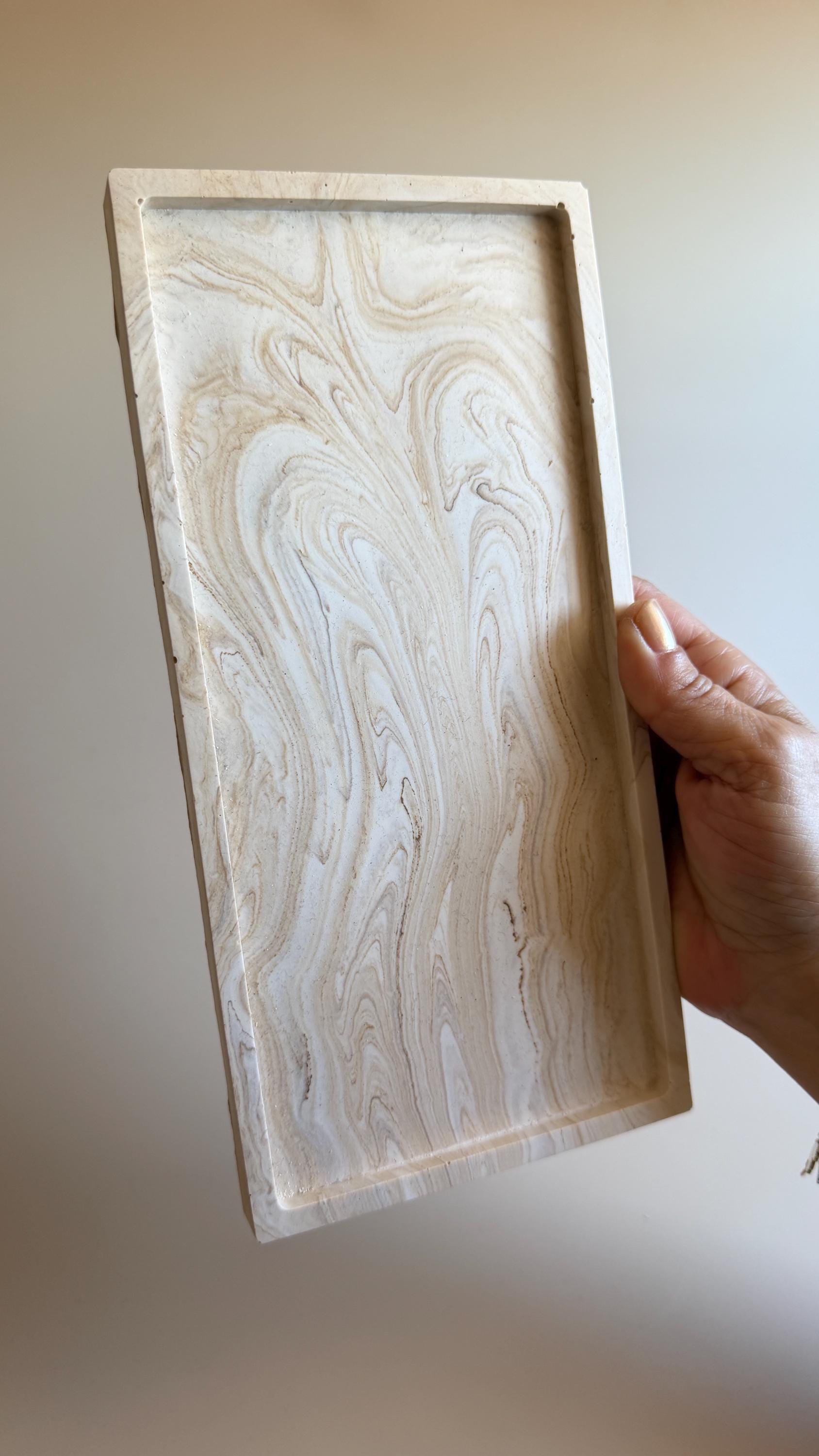 Bandeja Decorativa Rectangular | Vaciabolsillos | Organizador para Joyas | Decoración Minimalista | Efecto Mármol