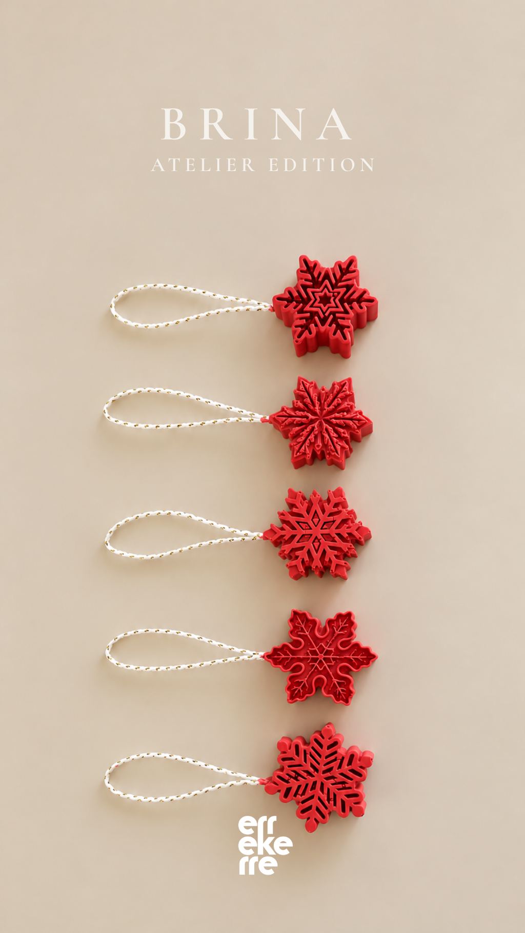 BRINA | Set de 5 adornos de copo de nieve de Jesmonite para Navidad