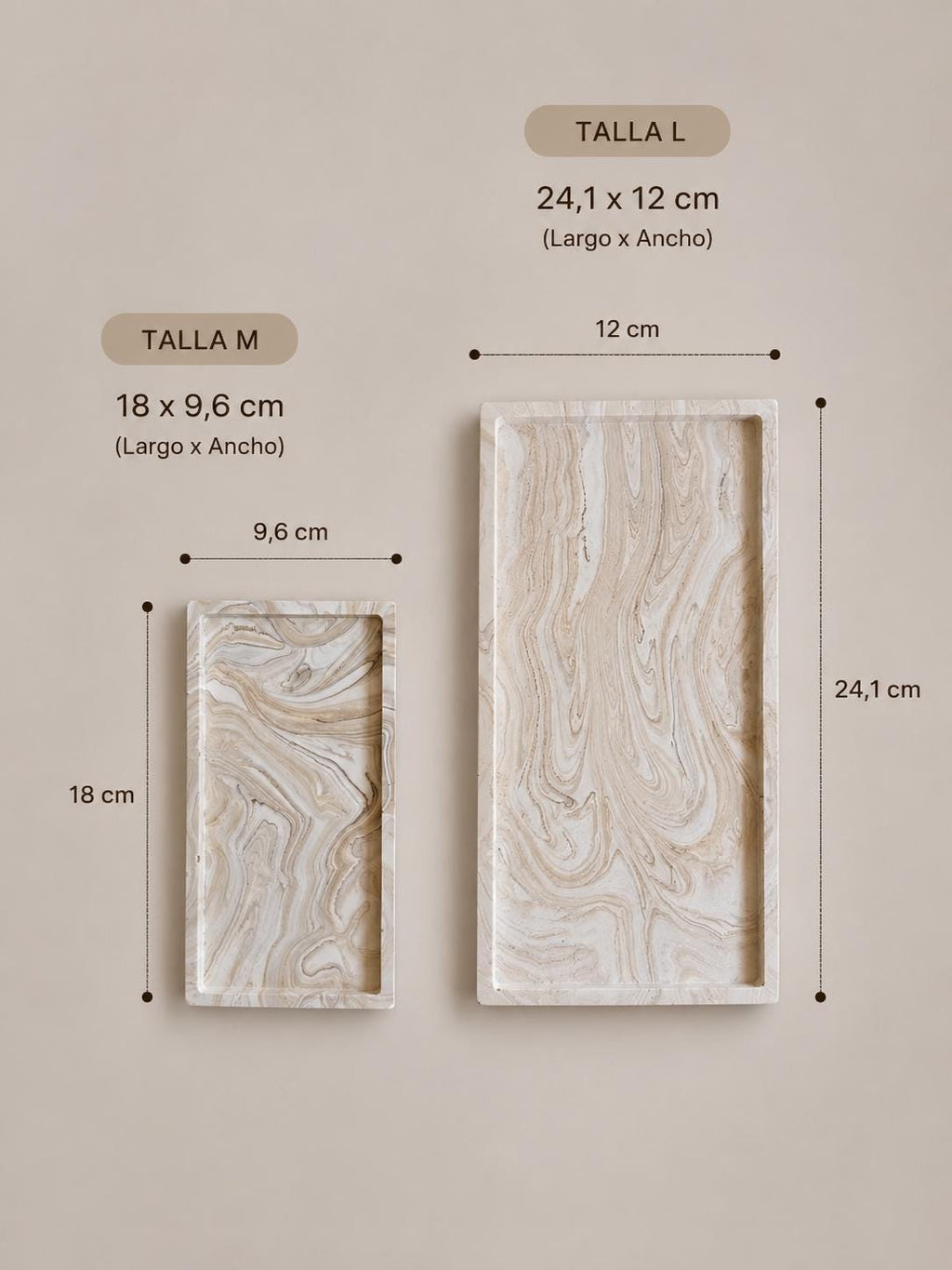 Bandeja Decorativa Rectangular | Vaciabolsillos | Organizador para Joyas | Decoración Minimalista | Efecto Mármol