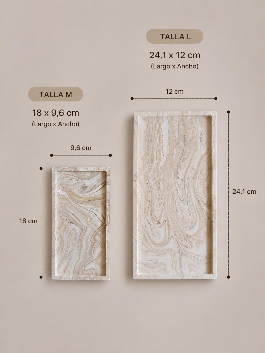 Bandeja Decorativa Rectangular | Vaciabolsillos | Organizador para Joyas | Decoración Minimalista | Efecto Mármol