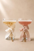 Lúmea | Bougie artisanale dans un verre à cava avec cire de soja, cire en gel et feuille d'or