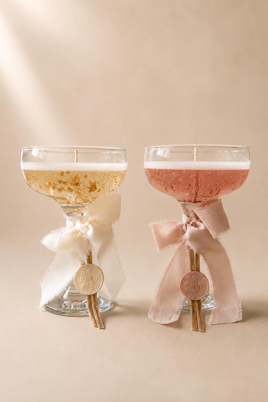 Vela Luméa en Copa de Cava | Artesanal con Cera de Soja y Pan de Oro | Regalo Exclusivo