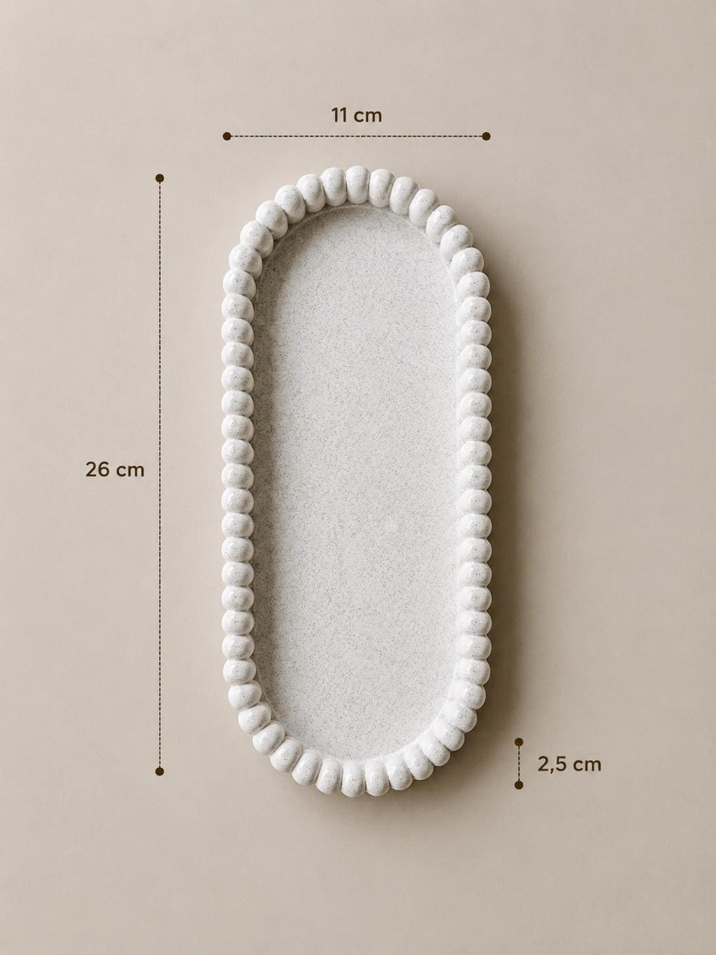 Bandeja Ovalada con Borde de Cuentas | Organizador para Joyas | Vaciabolsillos | Decoración Minimalista