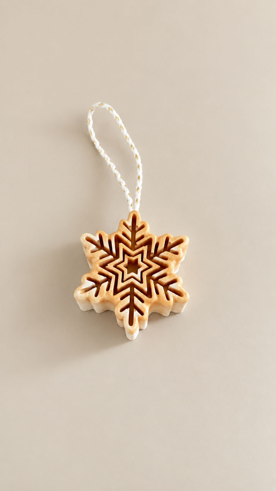 BRINA | Set de 5 adornos de copo de nieve de Jesmonite para Navidad