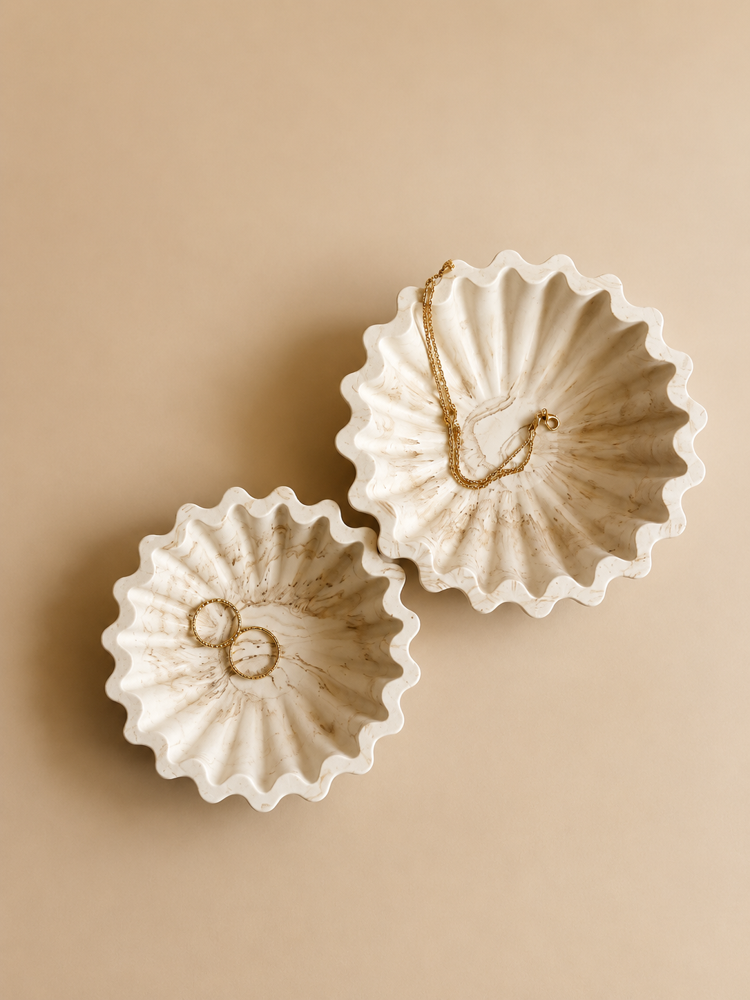 Cuenco para Joyas con Forma de Concha | Porta Anillos | Vaciabolsillos | Decoración Minimalista | Efecto Mármol