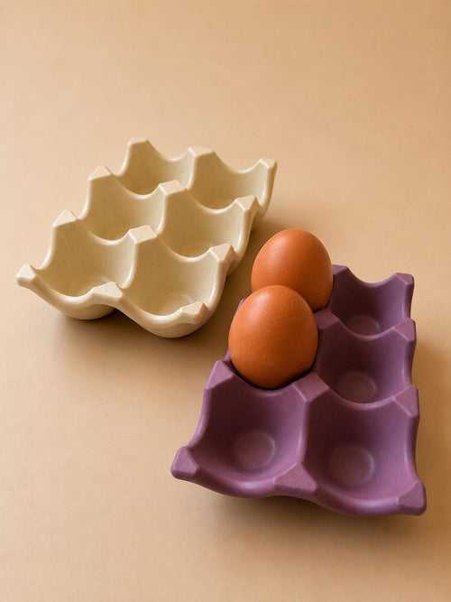Nido | Handgefertigter Eierhalter aus Jesmonite für 6 Eier – Küchendekor