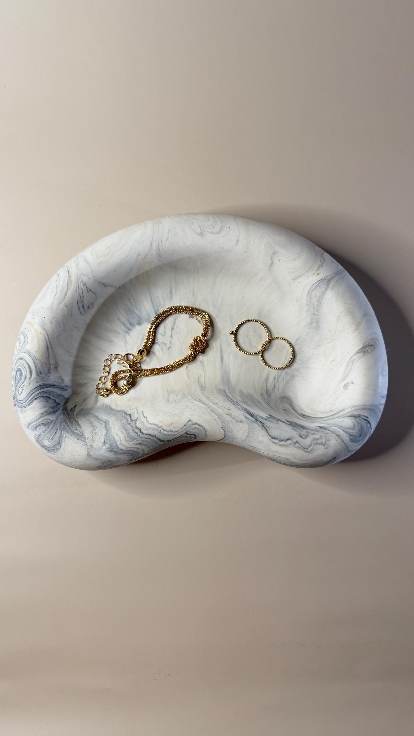 Bandeja Decorativa Forma Orgánica | Vaciabolsillos | Organizador para Joyas | Plato Decorativo | Efecto Mármol