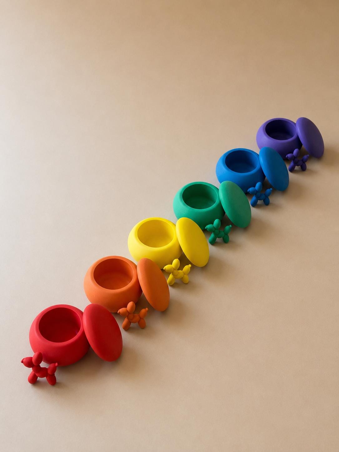 Caja Decorativa con Perro Globo | Joyero de Jesmonite | Caja con Tapa | Decoración Minimalista