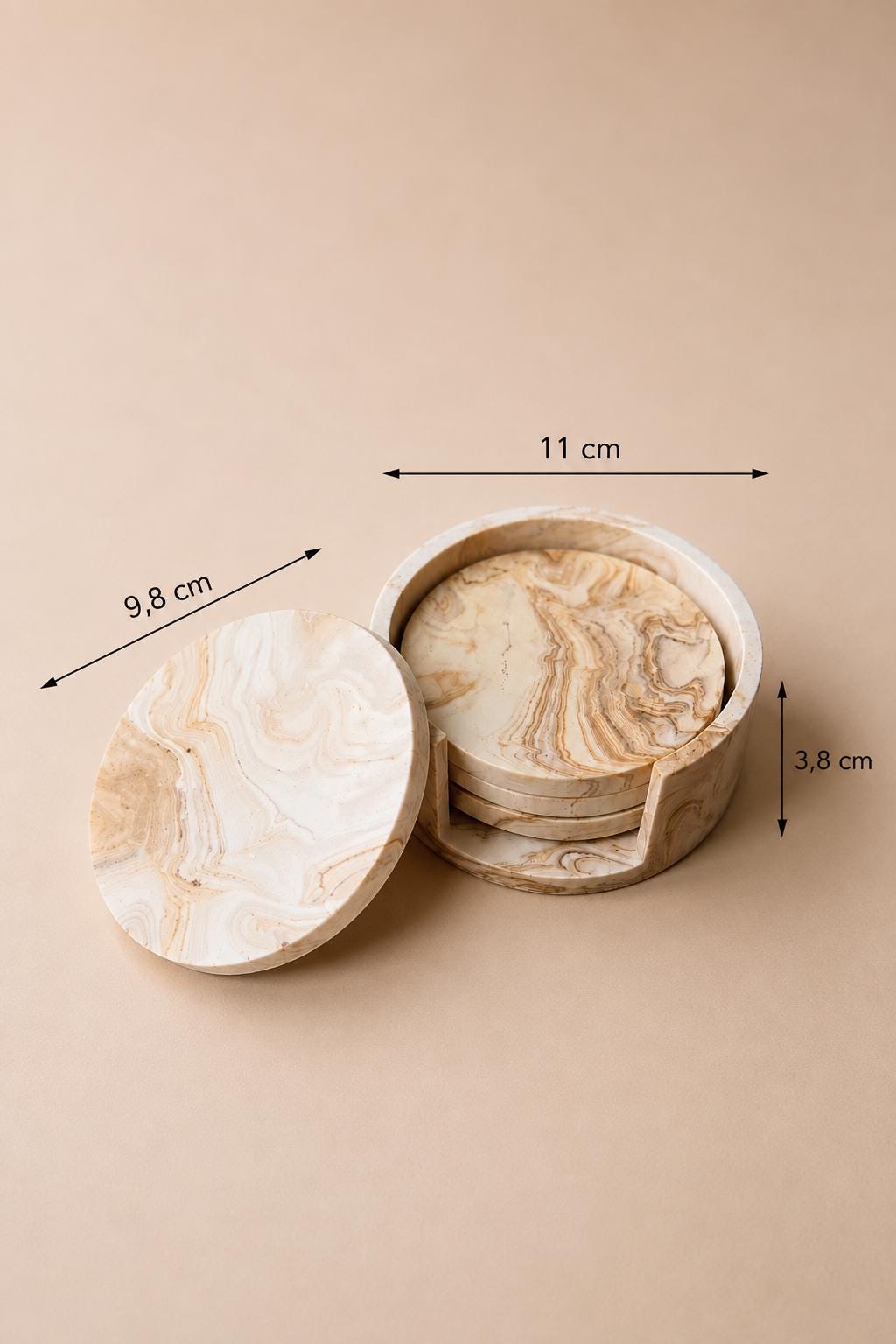 Sotto | Set de sous-verres en Jesmonite avec support fait main