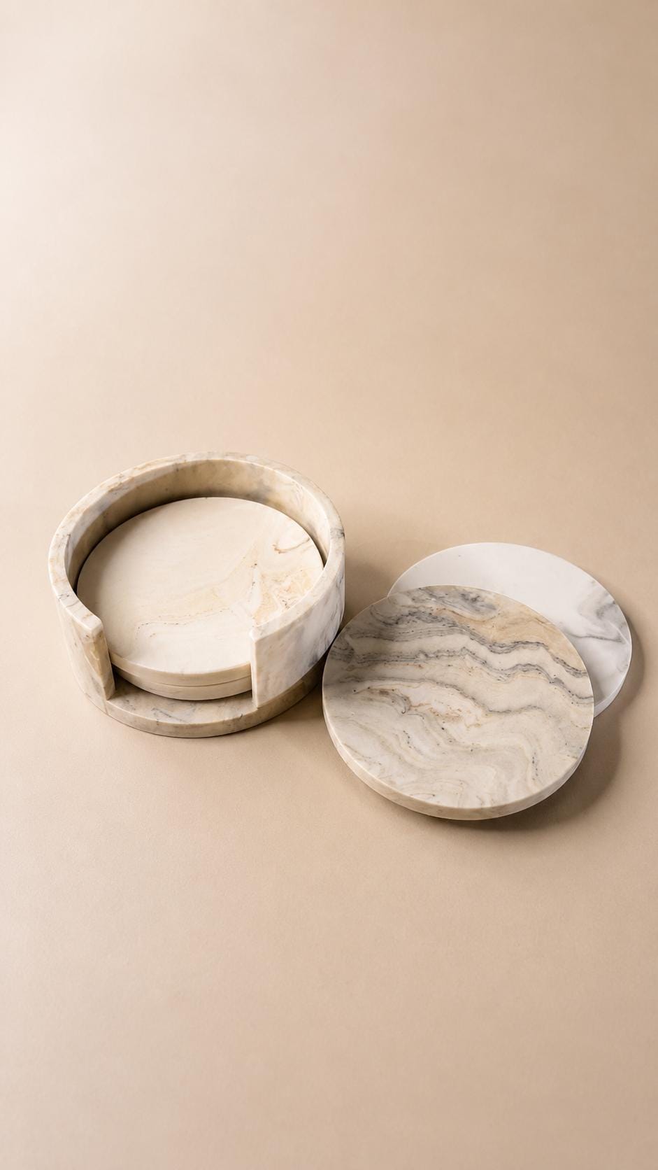 Sotto | Set de sous-verres en Jesmonite avec support fait main