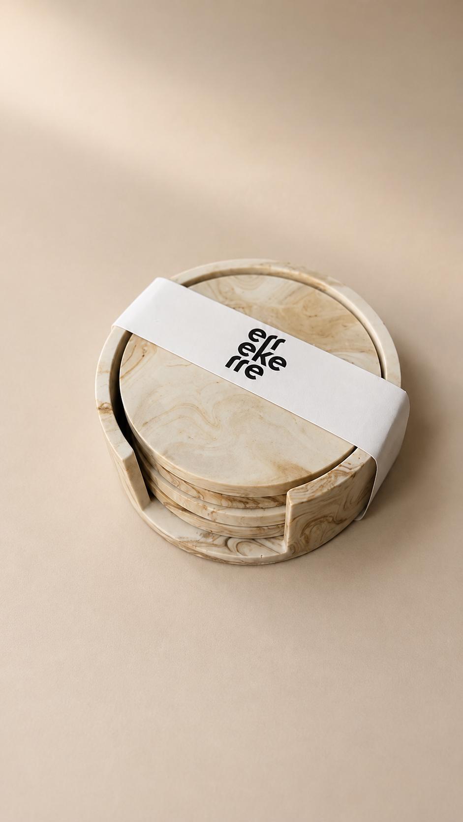 Sotto | Set de sous-verres en Jesmonite avec support fait main