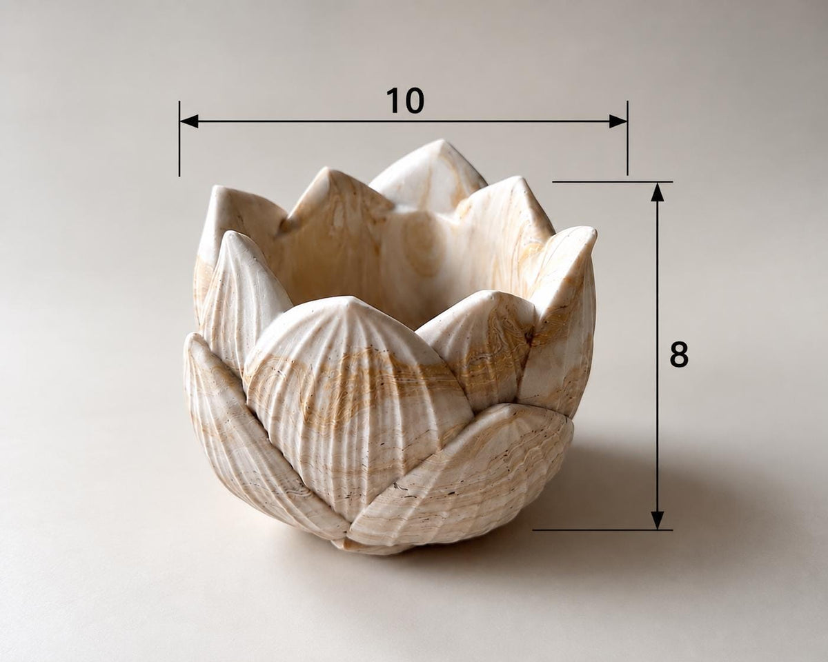 REN | Handgefertigte dekorative Schale aus Jesmonite in Lotusblütenform