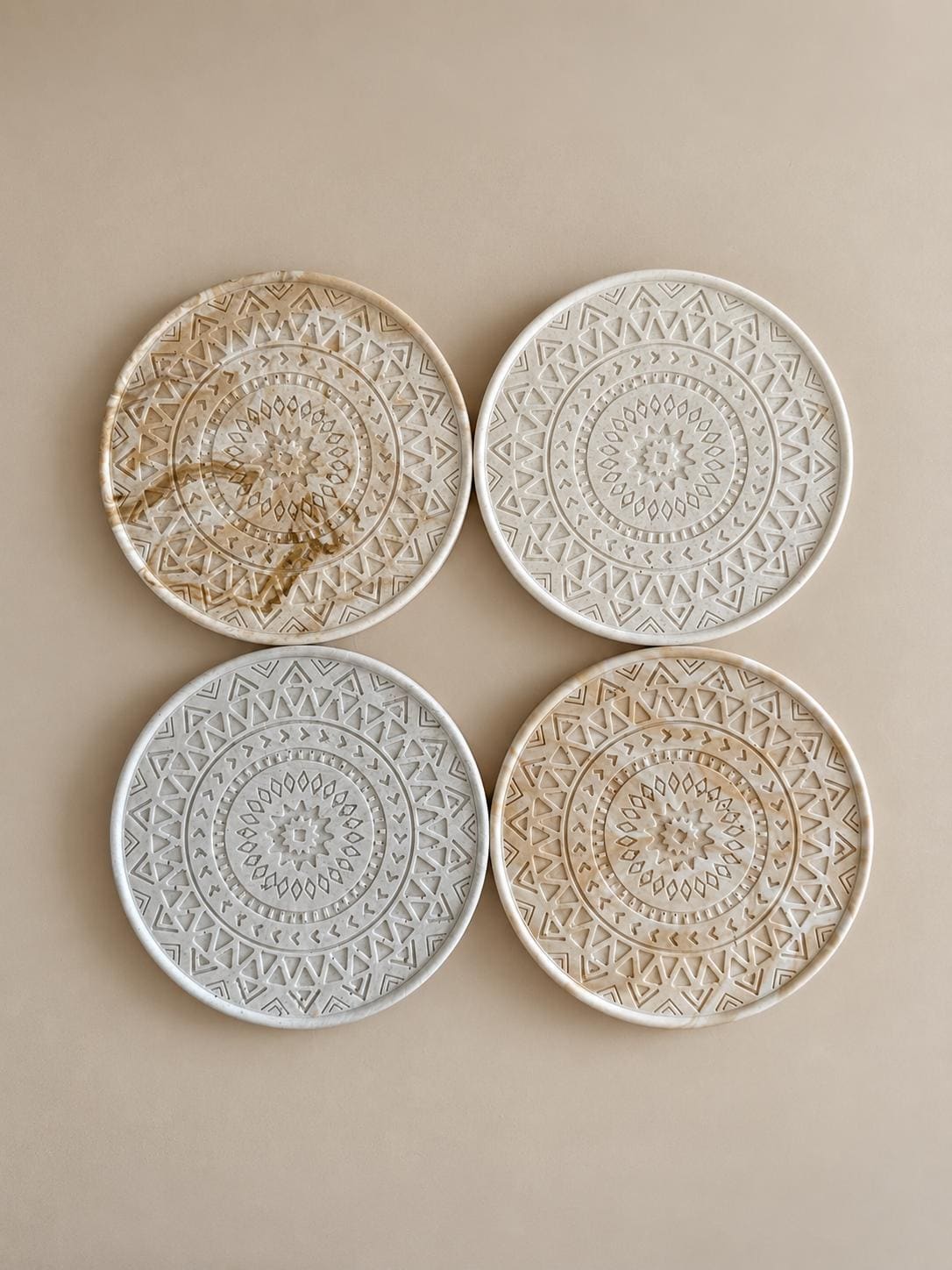 BINDU | Handgefertigtes Set aus 4 Mandala-Untersetzern