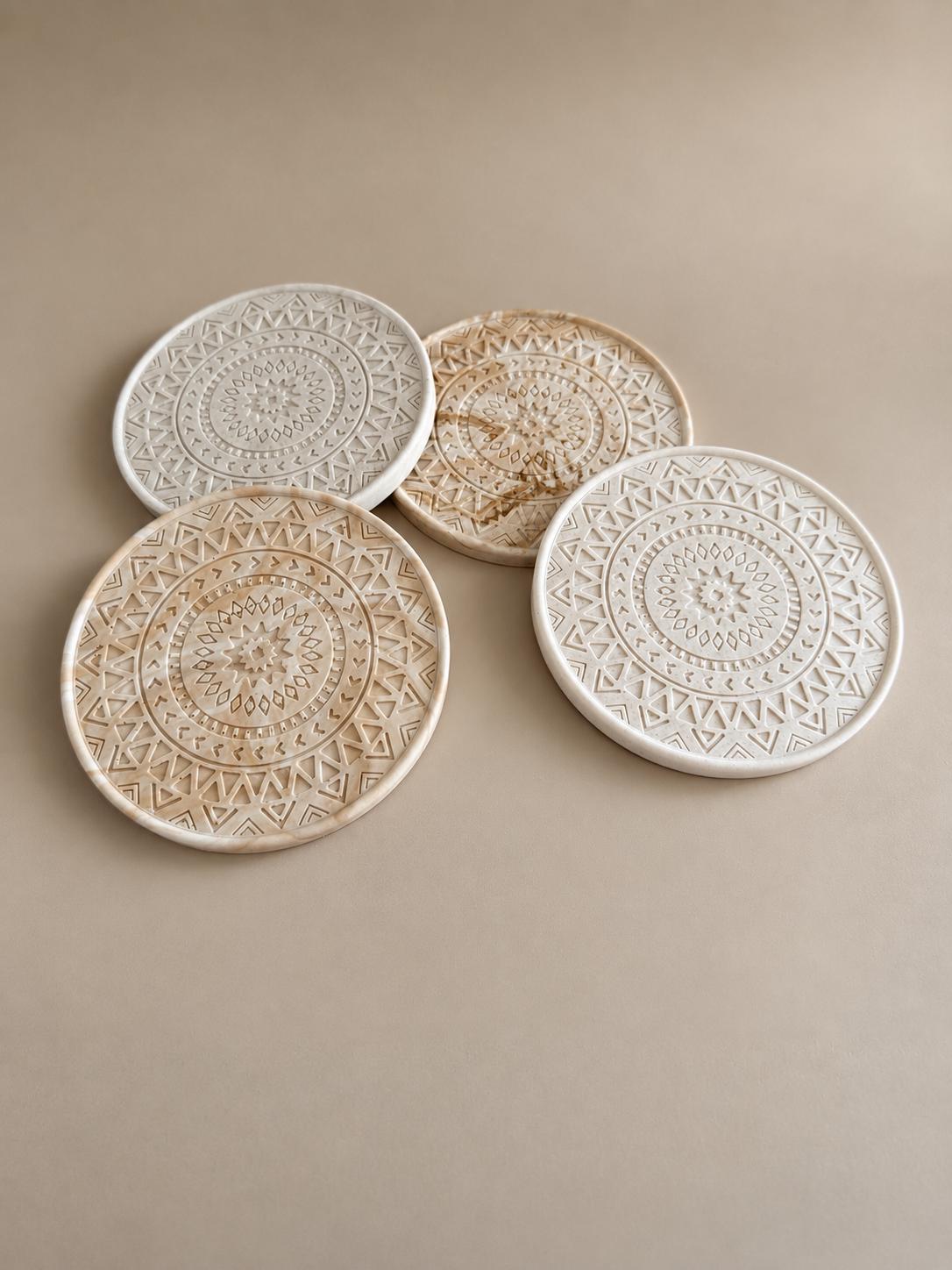 BINDU | Handgefertigtes Set aus 4 Mandala-Untersetzern