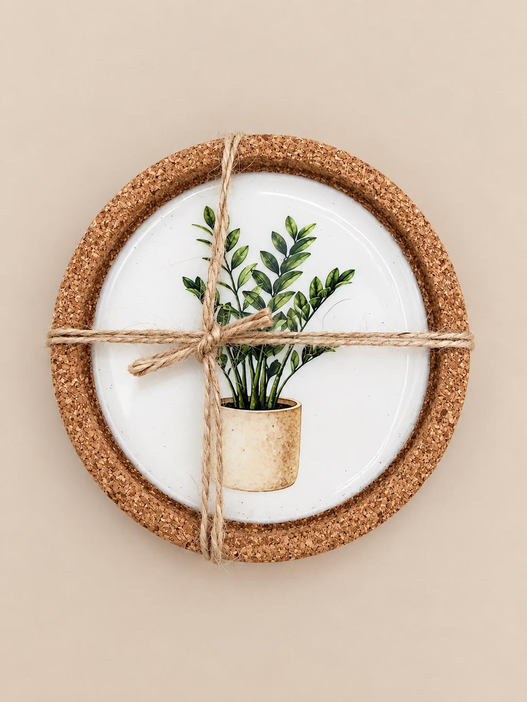 HERBA | Set de 4 posavasos botánicos de corcho y resina mineral
