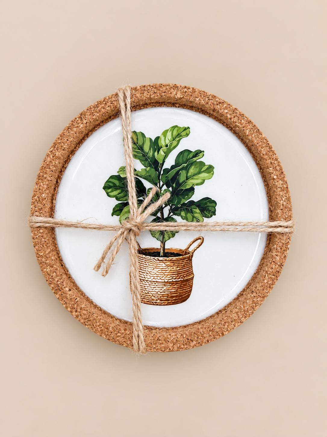HERBA | Set de 4 posavasos botánicos de corcho y resina mineral