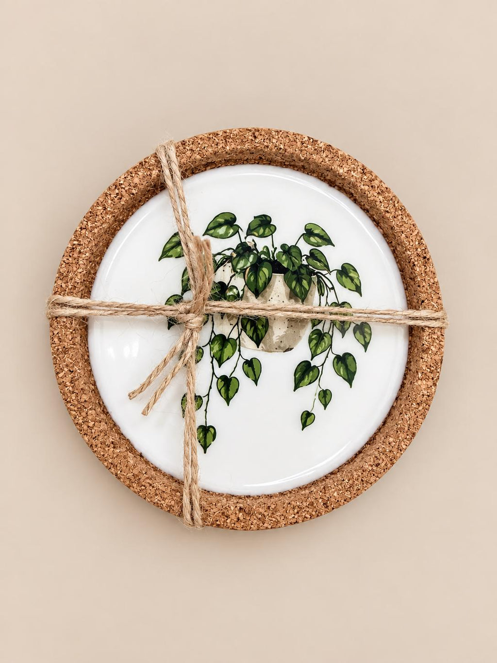 HERBA | Set de 4 posavasos botánicos de corcho y resina mineral