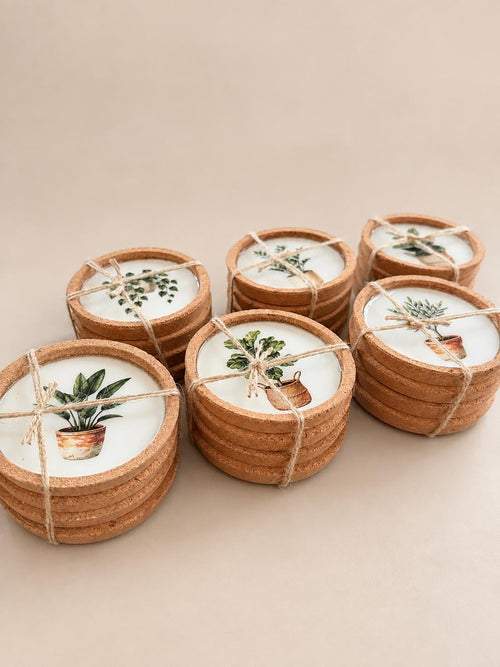 HERBA | Handgefertigtes Set aus 4 botanischen Untersetzern