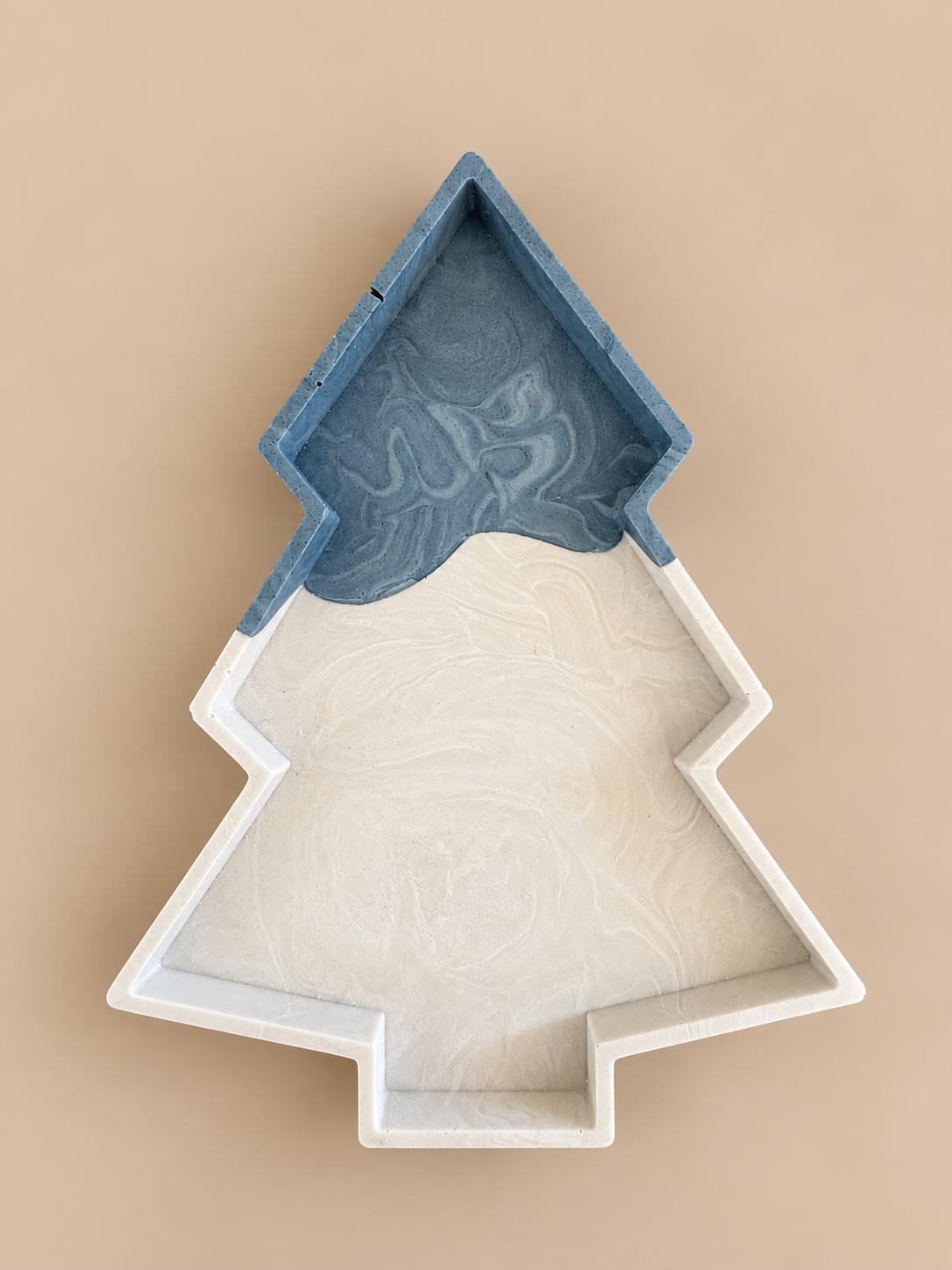 KERST BLUE | Bandeja de Jesmonite con forma de árbol de Navidad